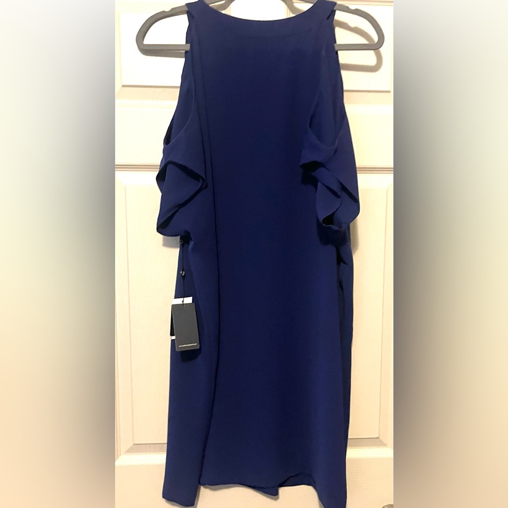 Elegant Blue Sphre Cold Shoulder Dress